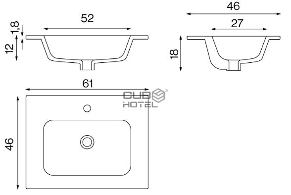 Ceramic Washbasin Volterra 61x46cm